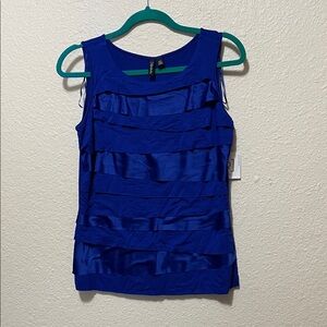 Relativity Women's Blue Layered Blouse. NWT. Size Petite Medium.